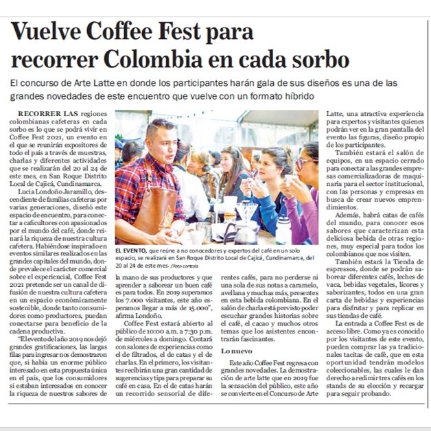 Vuelve Coffee Fest para recorrer Colombia en cada sorbo